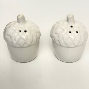 White Acorn Salt and Pepper Shakers
